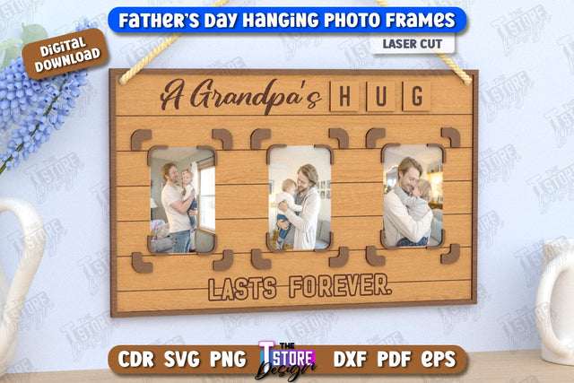 Father's Day Hanging Frames | Gift Idea | Wall Décor | Photo Frame | CNC File SVG The T Store Design 