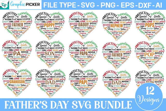 Father's Day Heart Shape SVG Bundle, Fathers Day Heart, Fathers Day SVG SVG DesignPlante 503 