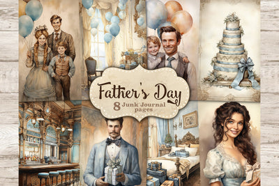 Fathers Day Junk Journal Pages | Victorian Scrapbook Paper SVG GlamArtZhanna 