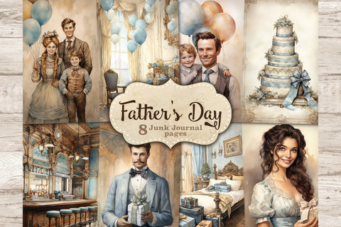 Fathers Day Junk Journal Pages | Victorian Scrapbook Paper SVG GlamArtZhanna 