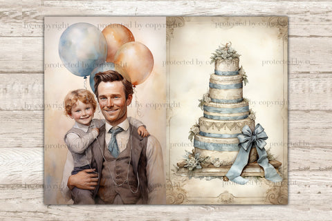 Fathers Day Junk Journal Pages | Victorian Scrapbook Paper SVG GlamArtZhanna 