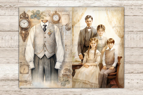 Fathers Day Junk Journal Pages | Victorian Scrapbook Paper SVG GlamArtZhanna 