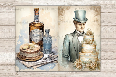 Fathers Day Junk Journal Pages | Victorian Scrapbook Paper SVG GlamArtZhanna 