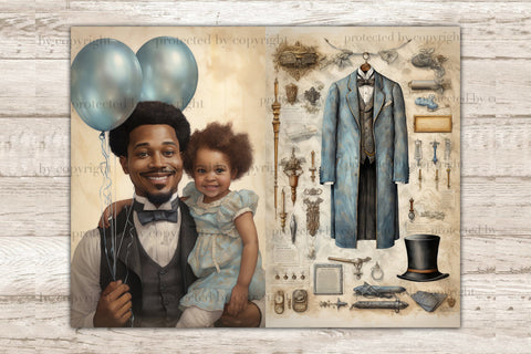 Fathers Day Junk Journal Paper | Victorian Journal Card SVG GlamArtZhanna 