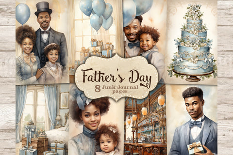 Fathers Day Junk Journal Paper | Victorian Journal Card SVG GlamArtZhanna 