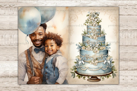 Fathers Day Junk Journal Paper | Victorian Journal Card SVG GlamArtZhanna 