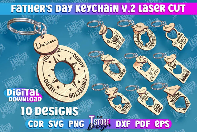 Father’s Day Keychain Bundle | Keychain Inscription | Grandpa Gift | CNC Files v.2 SVG The T Store Design 