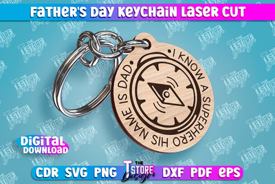 Father’s Day Keychain | Keychain Inscription | Grandpa Gift | CNC Files SVG The T Store Design 