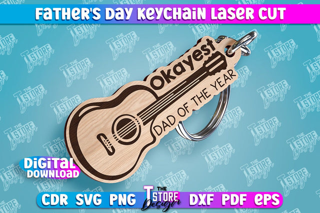 Father’s Day Keychain | Keychain Inscription | Grandpa Gift | CNC Files SVG The T Store Design 