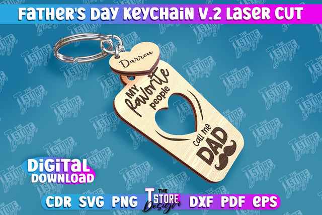 Father’s Day Keychain | Keychain Inscription | Grandpa Gift | CNC Files v.2 SVG The T Store Design 
