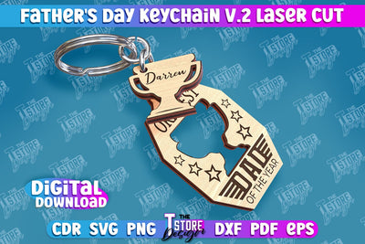 Father’s Day Keychain | Keychain Inscription | Grandpa Gift | CNC Files v.2 SVG The T Store Design 