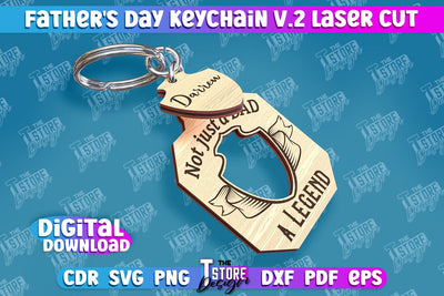 Father’s Day Keychain | Keychain Inscription | Grandpa Gift | CNC Files v.2 SVG The T Store Design 