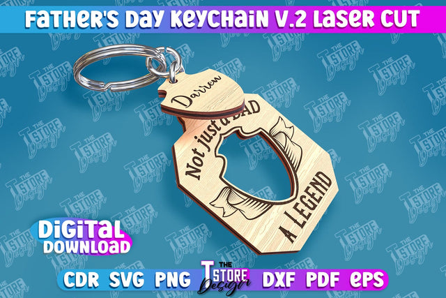 Father’s Day Keychain | Keychain Inscription | Grandpa Gift | CNC Files v.2 SVG The T Store Design 