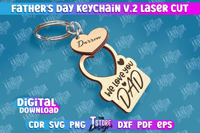 Father’s Day Keychain | Keychain Inscription | Grandpa Gift | CNC Files v.2 SVG The T Store Design 