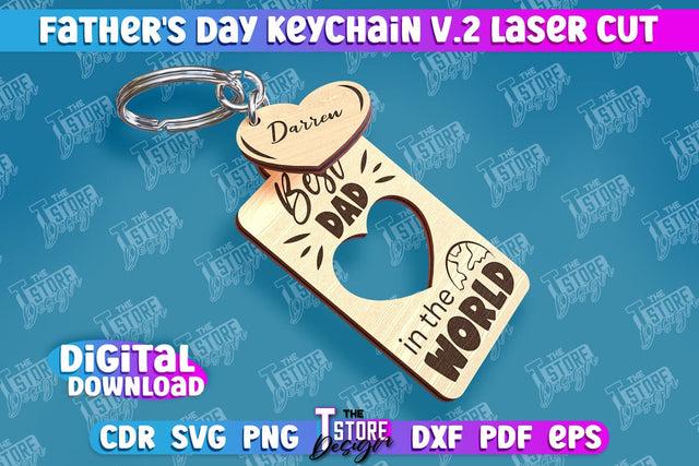 Father’s Day Keychain | Keychain Inscription | Grandpa Gift | CNC Files v.2 SVG The T Store Design 