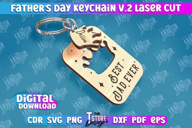 Father’s Day Keychain | Keychain Inscription | Grandpa Gift | CNC Files v.2 SVG The T Store Design 