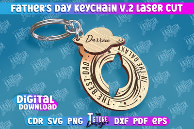 Father’s Day Keychain | Keychain Inscription | Grandpa Gift | CNC Files v.2 SVG The T Store Design 
