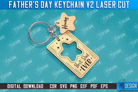 Father’s Day Keychain Laser Cut Bundle | Keychain Inscription | Grandpa Gift | CNC Files v.2 SVG Fly Design 