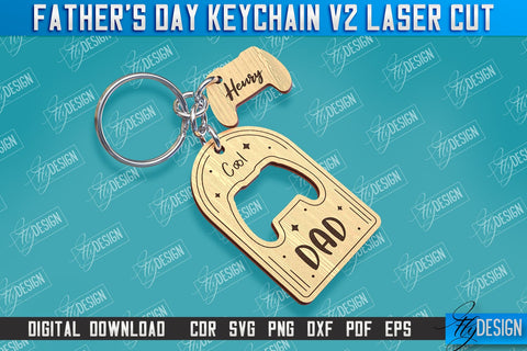Father’s Day Keychain Laser Cut Bundle | Keychain Inscription | Grandpa Gift | CNC Files v.2 SVG Fly Design 