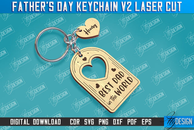 Father’s Day Keychain Laser Cut | Keychain Inscription | Grandpa Gift | CNC Files v.2 SVG Fly Design 