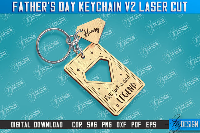 Father’s Day Keychain Laser Cut | Keychain Inscription | Grandpa Gift | CNC Files v.2 SVG Fly Design 