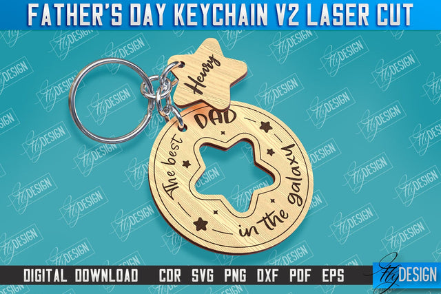 Father’s Day Keychain Laser Cut | Keychain Inscription | Grandpa Gift | CNC Files v.2 SVG Fly Design 