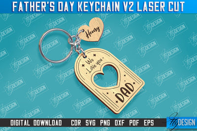 Father’s Day Keychain Laser Cut | Keychain Inscription | Grandpa Gift | CNC Files v.2 SVG Fly Design 
