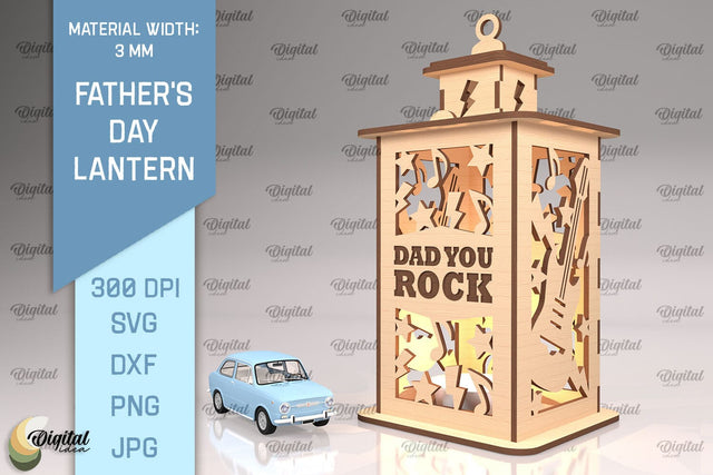 Father's Day Lantern SVG. Candle Holder Laser Cut SVG Evgenyia Guschina 