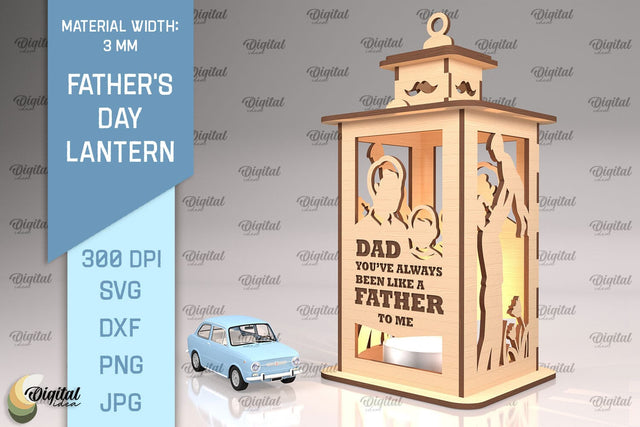 Father's Day Lantern SVG. Candle Holder Laser Cut SVG Evgenyia Guschina 