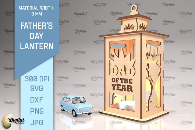 Father's Day Lantern SVG. Candle Holder Laser Cut SVG Evgenyia Guschina 