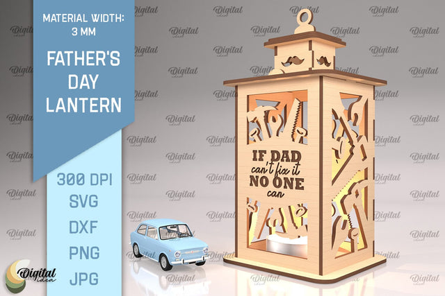 Father's Day Lantern SVG. Candle Holder Laser Cut SVG Evgenyia Guschina 