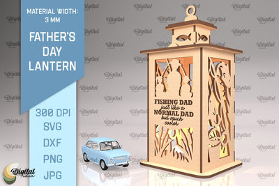 Father's Day Lantern SVG. Candle Holder Laser Cut SVG Evgenyia Guschina 