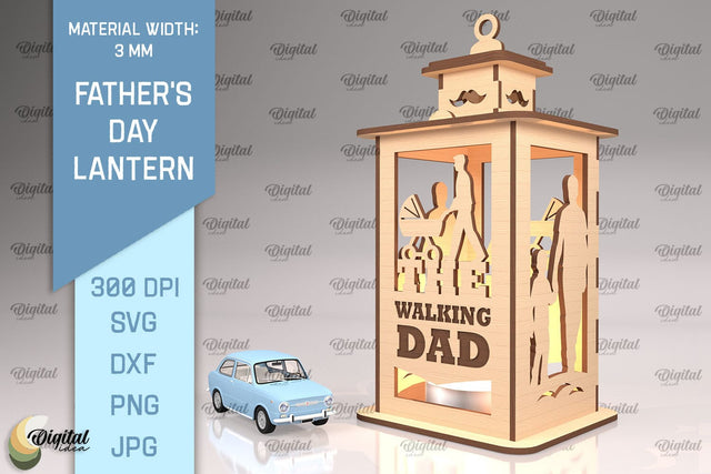 Father's Day Lantern SVG. Candle Holder Laser Cut SVG Evgenyia Guschina 