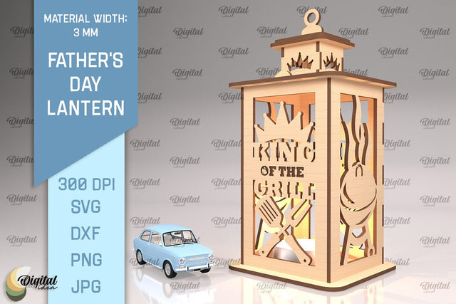 Father's Day Lantern SVG. Candle Holder Laser Cut SVG Evgenyia Guschina 