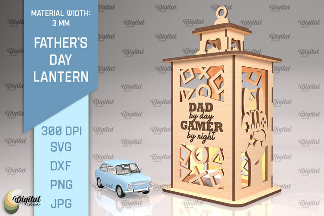 Father's Day Lantern SVG. Candle Holder Laser Cut SVG Evgenyia Guschina 