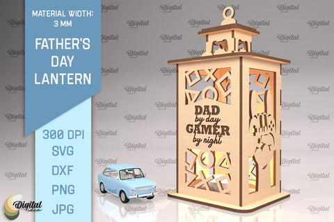 Father's Day Lantern SVG. Candle Holder Laser Cut SVG Evgenyia Guschina 
