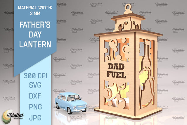 Father's Day Lantern SVG. Candle Holder Laser Cut SVG Evgenyia Guschina 