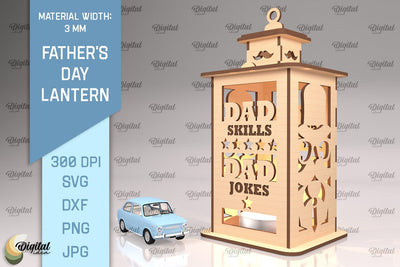 Father's Day Lantern SVG. Candle Holder Laser Cut SVG Evgenyia Guschina 