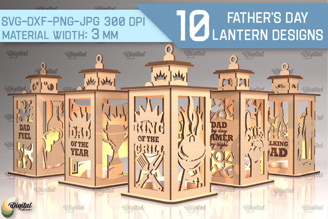 Father's Day Lanterns SVG Bundle. Candle Holders Laser Cut SVG Evgenyia Guschina 