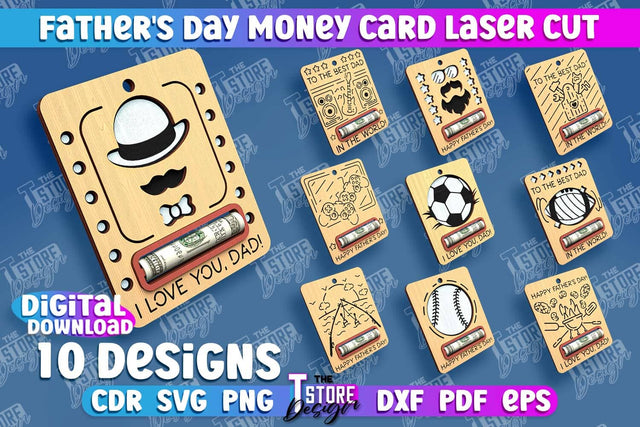Father’s Day Money Card Bundle | Greeting Cards | Money Card Holder | CNC File SVG The T Store Design 