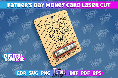 Father’s Day Money Card | Greeting Cards | Money Card Holder | CNC File SVG The T Store Design 