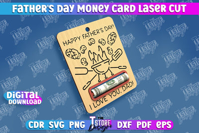 Father’s Day Money Card | Greeting Cards | Money Card Holder | CNC File SVG The T Store Design 