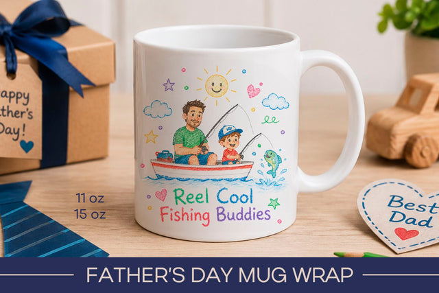 Fathers day mug wrap, Fishing dad mug Sublimation KMarinaDesign 