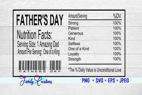 Father's Day Nutrition Label SVG Family Creations 