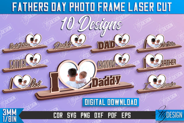 Father’s Day Photo Frame Bundle | Grandpa Gift | Home Design | CNC File SVG Fly Design 