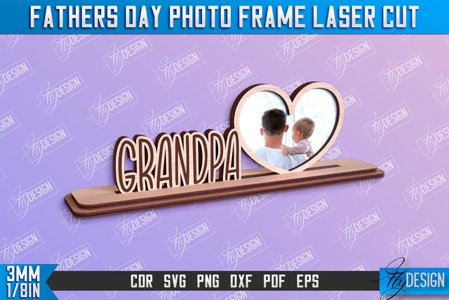 Father’s Day Photo Frame | Grandpa Gift | Home Design | CNC File SVG Fly Design 