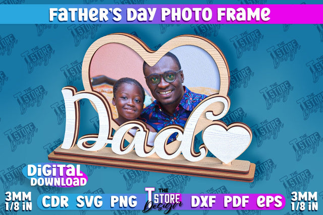 Father’s Day Photo Frame | Grandpa Gift | Home Design | CNC File SVG The T Store Design 