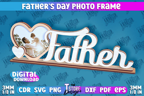 Father’s Day Photo Frame | Grandpa Gift | Home Design | CNC File SVG The T Store Design 