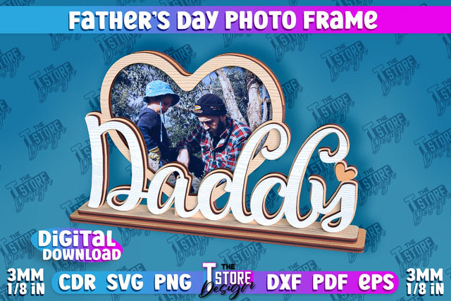 Father’s Day Photo Frame | Grandpa Gift | Home Design | CNC File SVG The T Store Design 