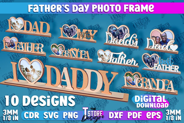 Father’s Day Photo Frame | Grandpa Gift | Home Design | CNC File SVG The T Store Design 